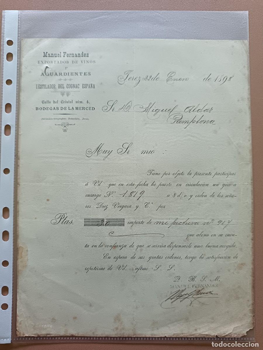 Facturas antiguas: MANUEL FERN&Aacute;NDEZ- JEREZ- 1898 - Foto 1