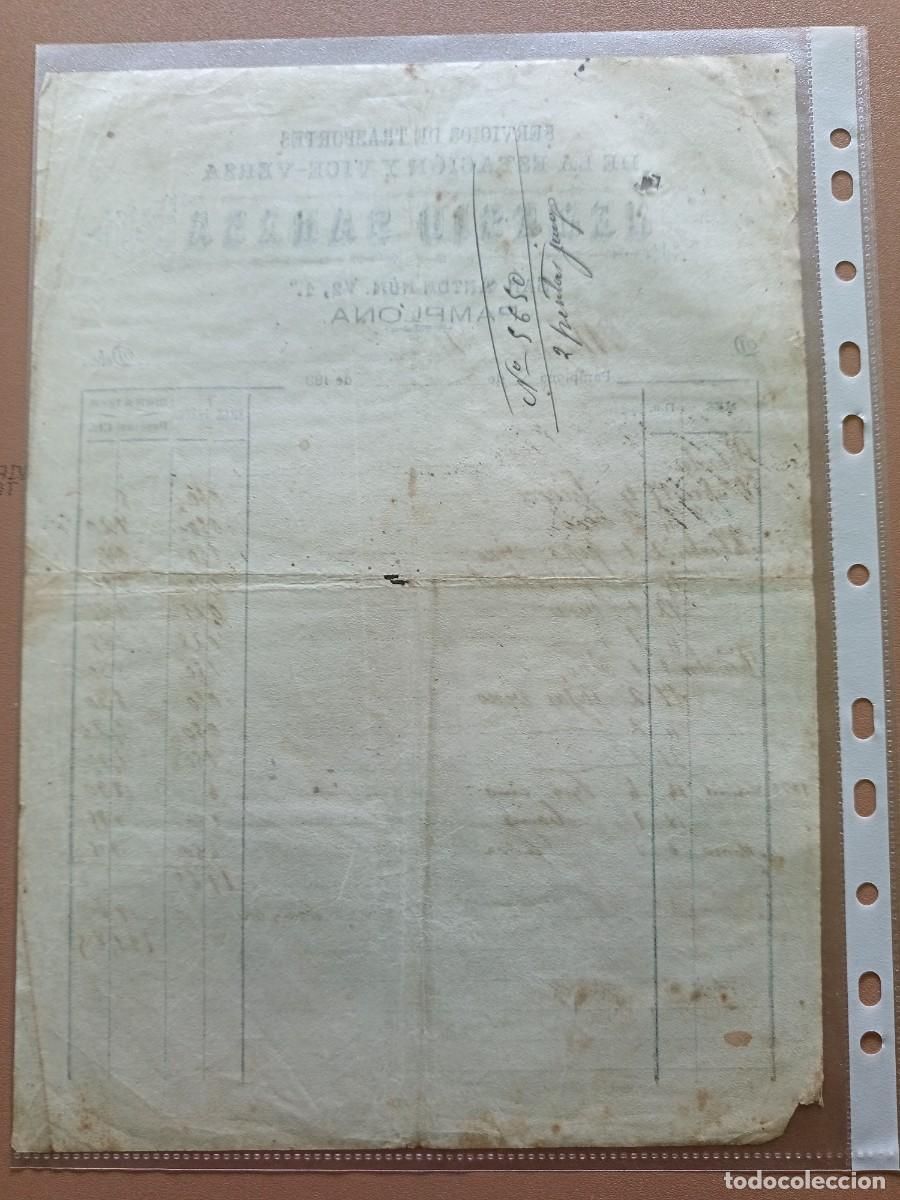 Facturas antiguas: NEMESIO SARASA- PAMPLONA - 1898 - Foto 2