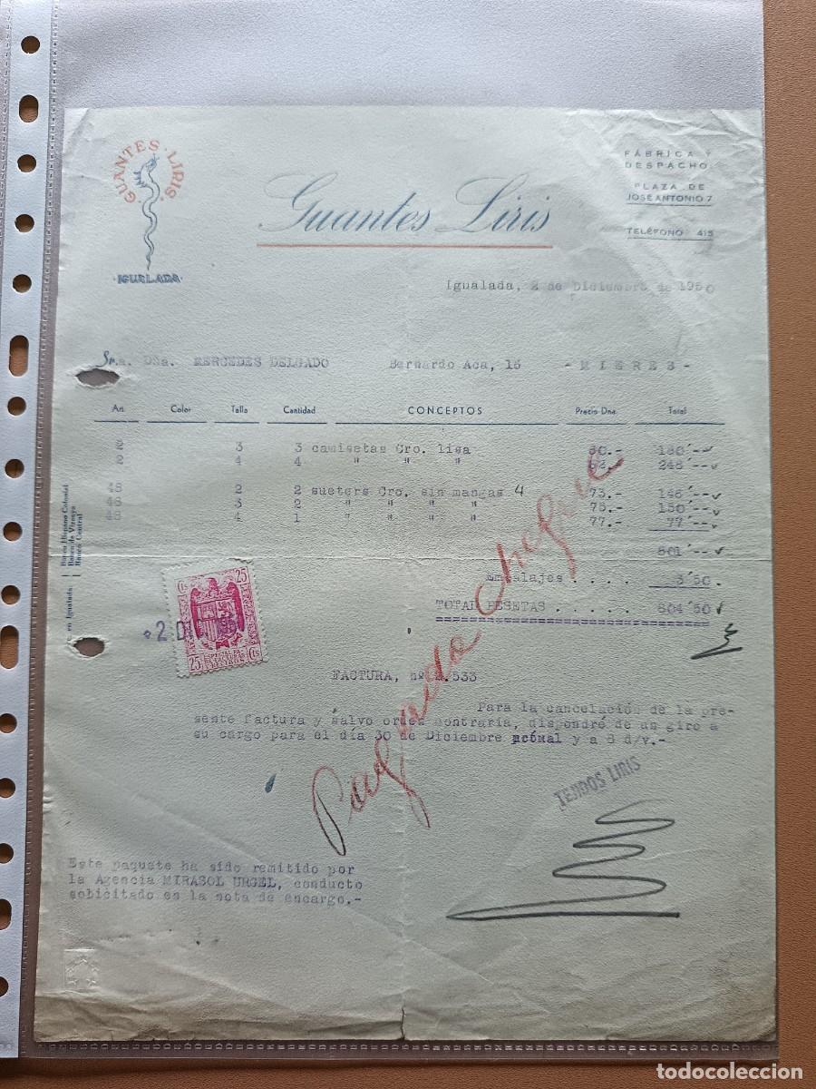Facturas antiguas: GUANTES LIRIS- IGUALADA - 1950 - Foto 1
