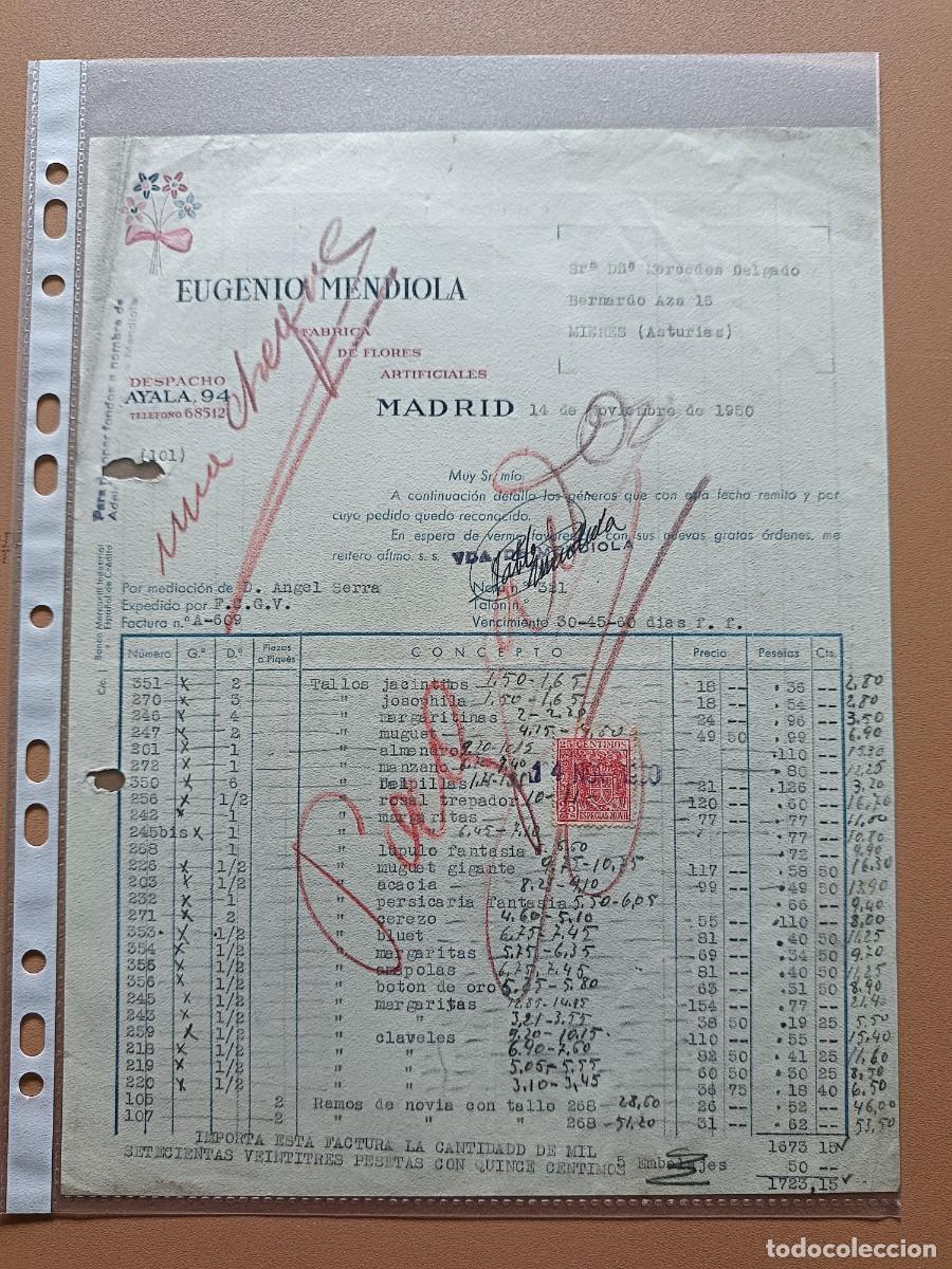Facturas antiguas: EUGENIO MENDIOLA- MADRID - 1950 - Foto 1