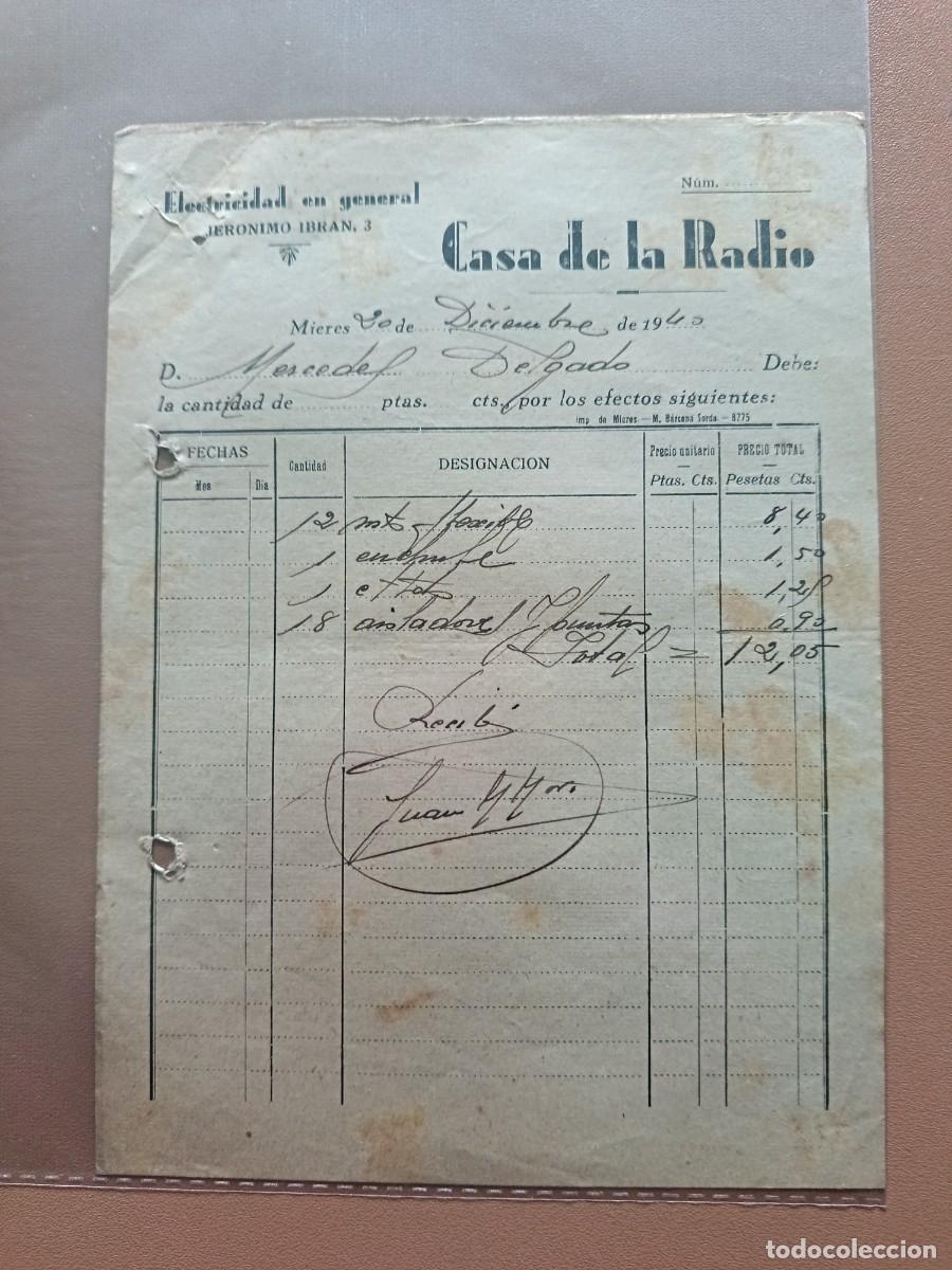 Facturas antiguas: CASA DE LA RADIO- MIERES- 1940 - Foto 1