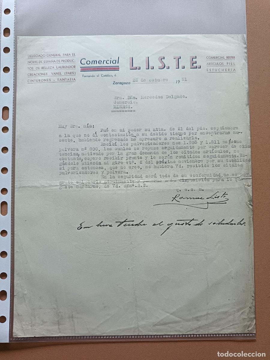 Facturas antiguas: COMERCIAL L.I.S.T.E.- ZARAGOZA- 1951 - Foto 1