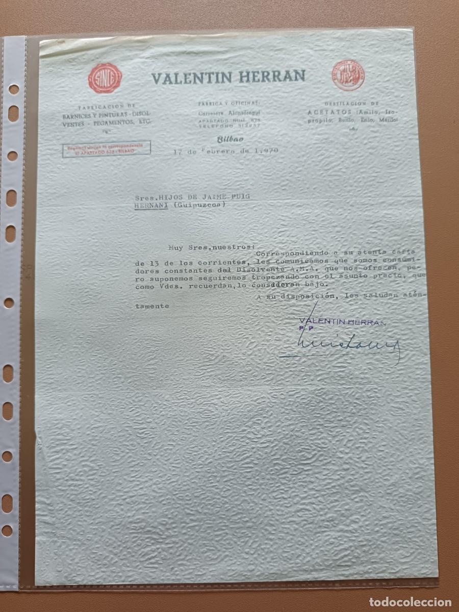 Facturas antiguas: VALENT&Iacute;N HERRAN- BILBAO- 1970 - Foto 1