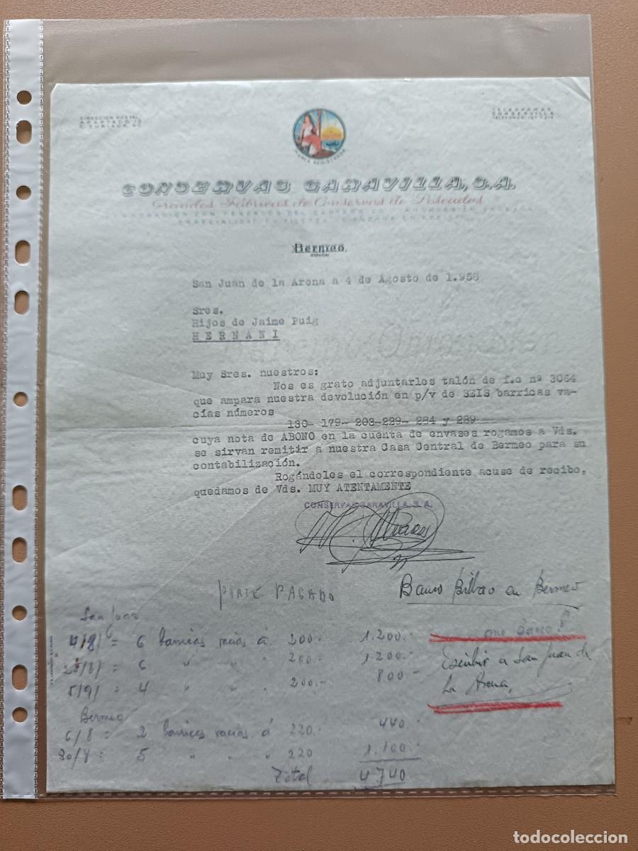 Facturas antiguas: CONSERVAS GARAVILLA SA- BERMEO- 1958 - Foto 1
