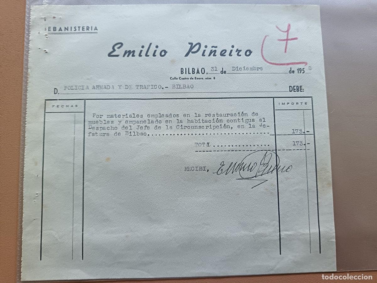 Facturas antiguas: EMILIO PI&Ntilde;EIRO- BILBAO- 1958 - Foto 1