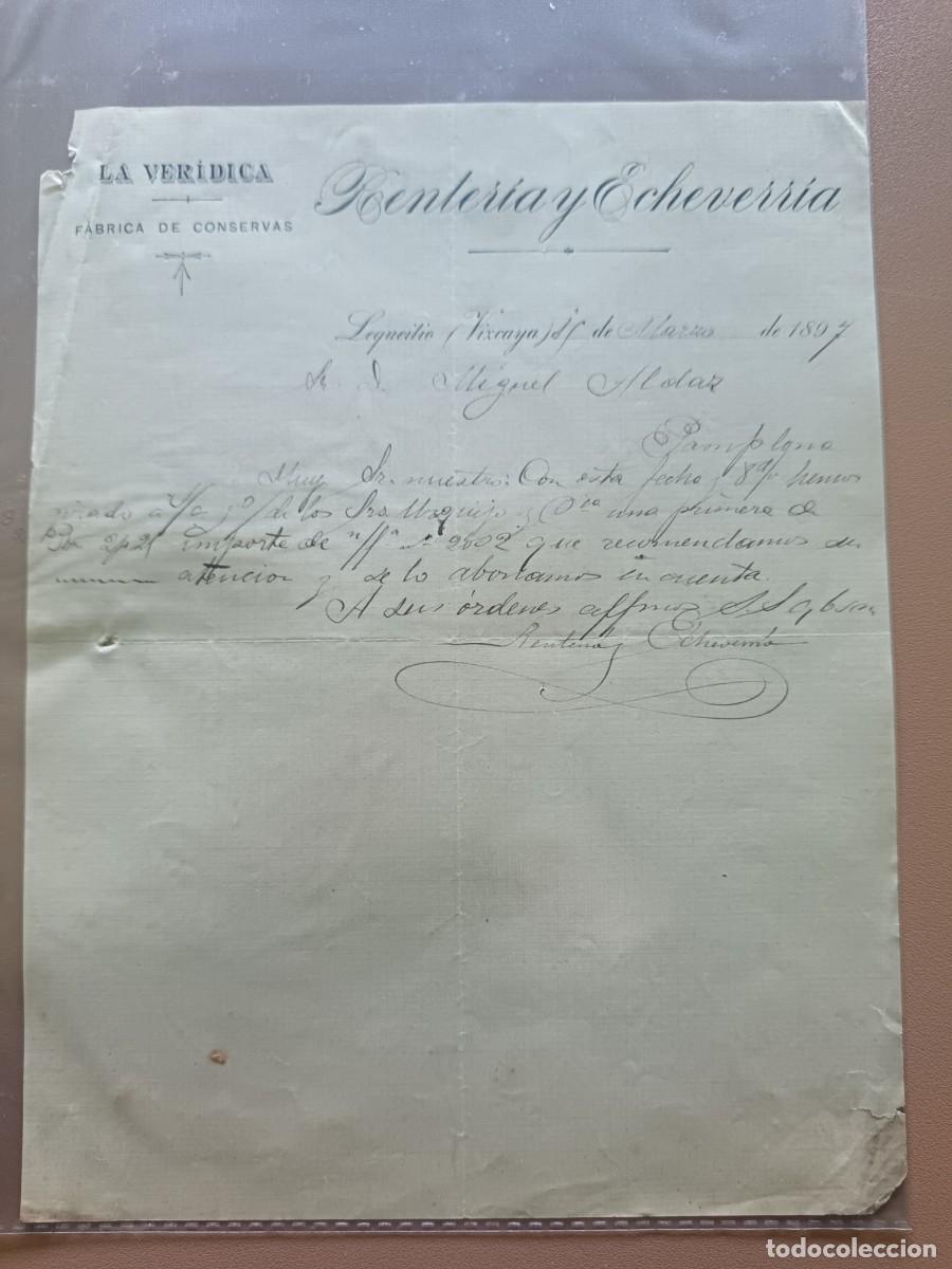 Facturas antiguas: LA &rdquo;VER&Iacute;DICA&rdquo; - LEQUEITIO - 1897 - Foto 1