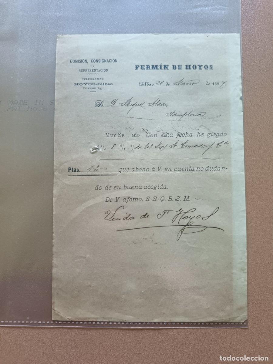 Facturas antiguas: FERM&Iacute;N DE HOYOS- BILBAO- 1897 - Foto 1
