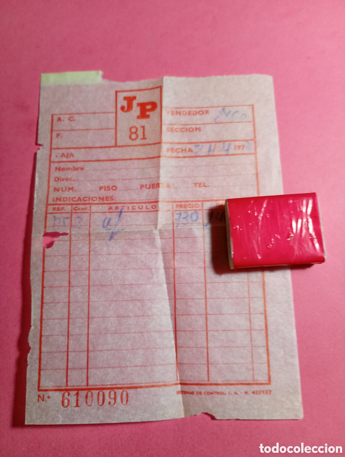 Facturas antiguas: barcelona &iquest;1981? 2 facturas en grueso papel vegetal ''JP 81'' &iquest;JORBA PRECIADOS?