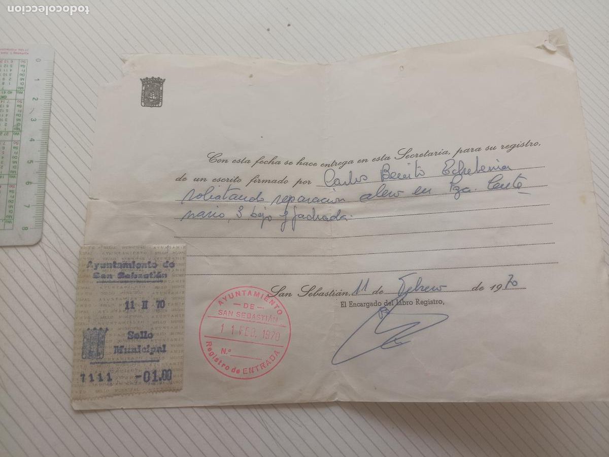 Facturas antiguas: San Sebasti&aacute;n, Ayuntamiento. Sello municipal