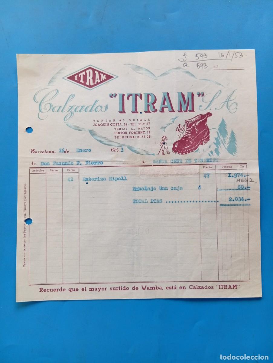 Facturas antiguas: FACTURA. BARCELONA. 1953. ITRAM. CALZADOS ITRAM, S.A.