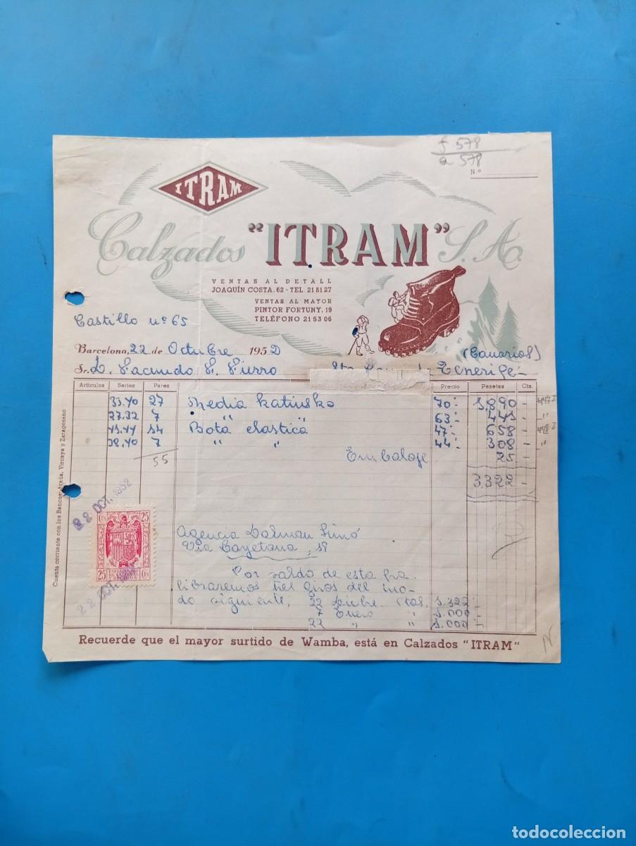 Facturas antiguas: FACTURA. BARCELONA. 1952. ITRAM. CALZADOS ITRAM, S.A.