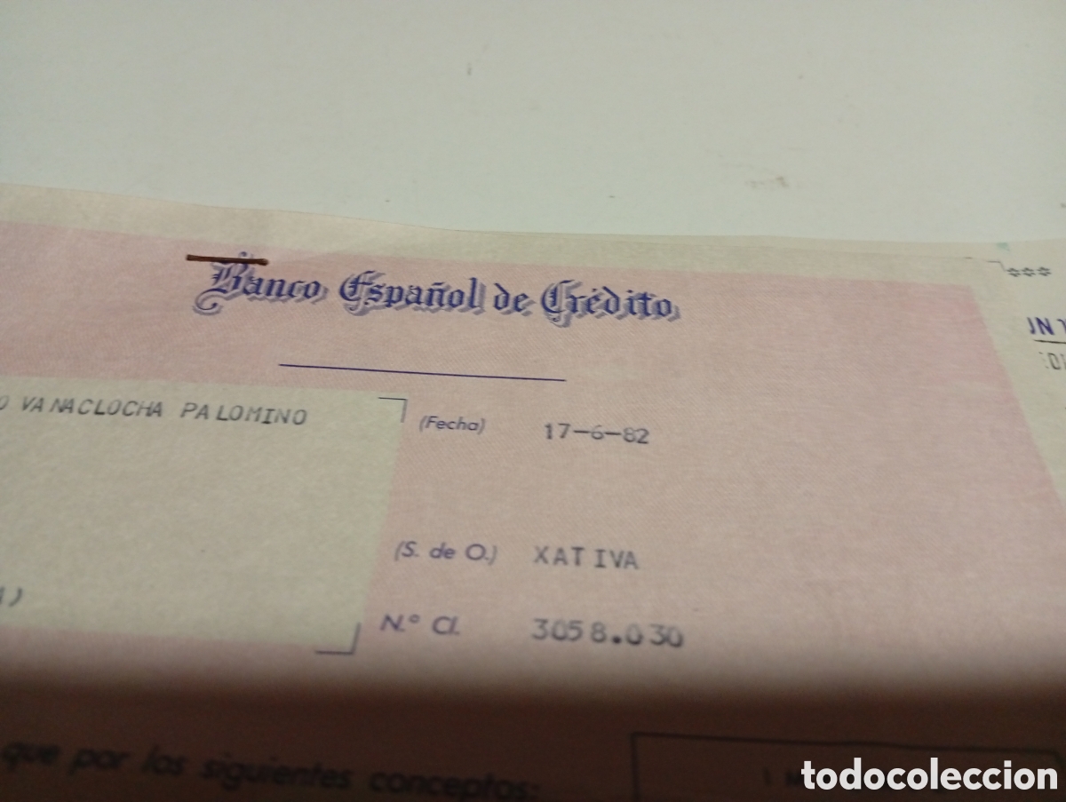 Facturas antiguas: Banco Espa&ntilde;ol de Cr&eacute;dito recibo diners club espa&ntilde;ol 1982
