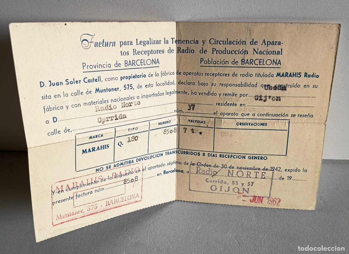 Facturas antiguas: Factura antigua Compra de aparatos de radio. Barcelona-Gij&oacute;n 1962