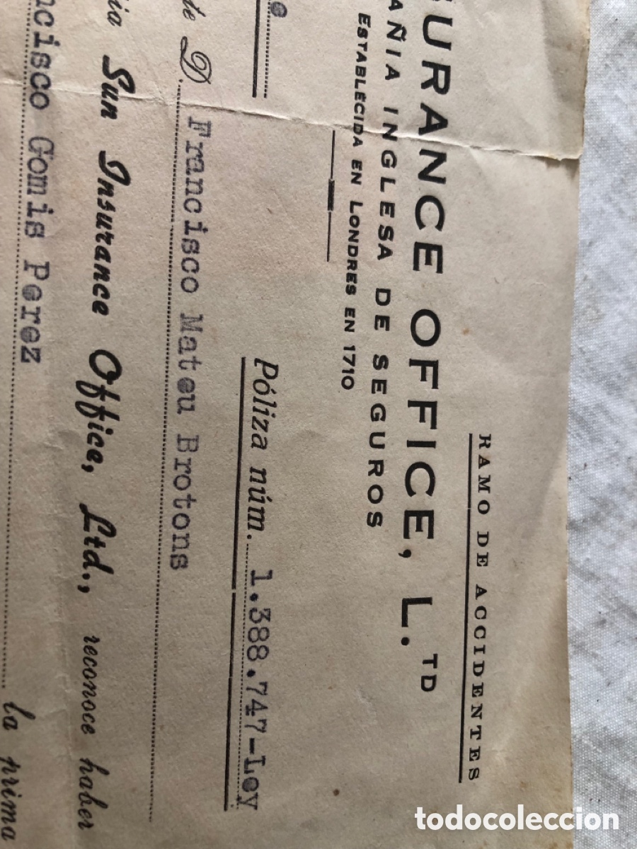 Facturas antiguas: Recibo de prima de seguro de 1960 - Foto 3