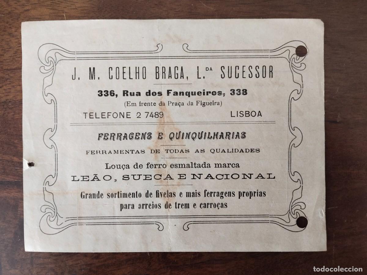 Alte Rechnungen: Factura a&ntilde;o 1932. J. M. Coelho Braga, Ferragens e Quinquilharias. Lisboa, Portugal.