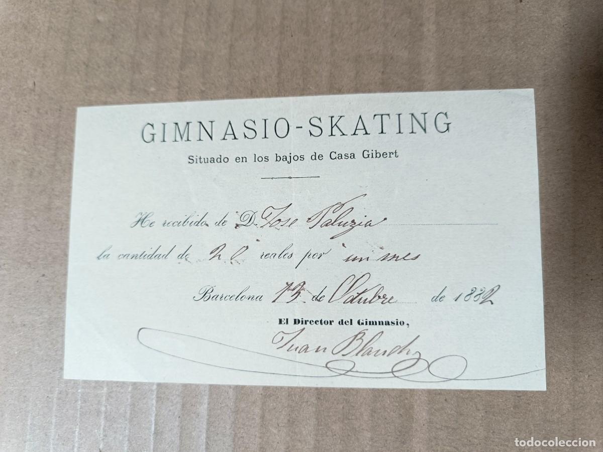 Facturas antiguas: ANTIGUO RECIBO DE 1882, GIMNASIO SKATING, CASA GIBERT, BARCELONA -P22