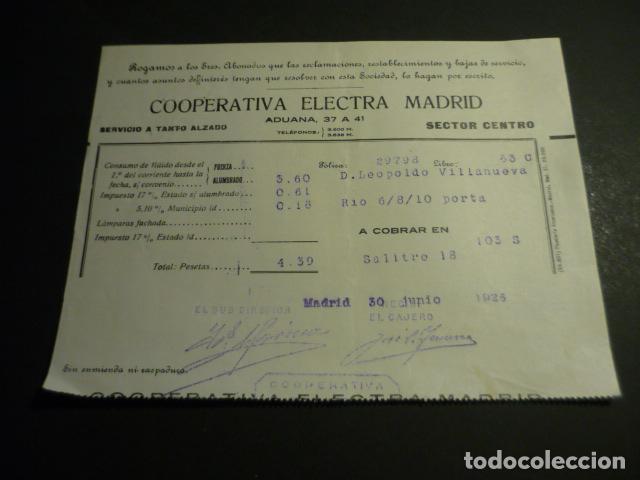 Facturas antiguas: MADRID 1926 FACTURA COOPERATIVA ELECTRA MADRID