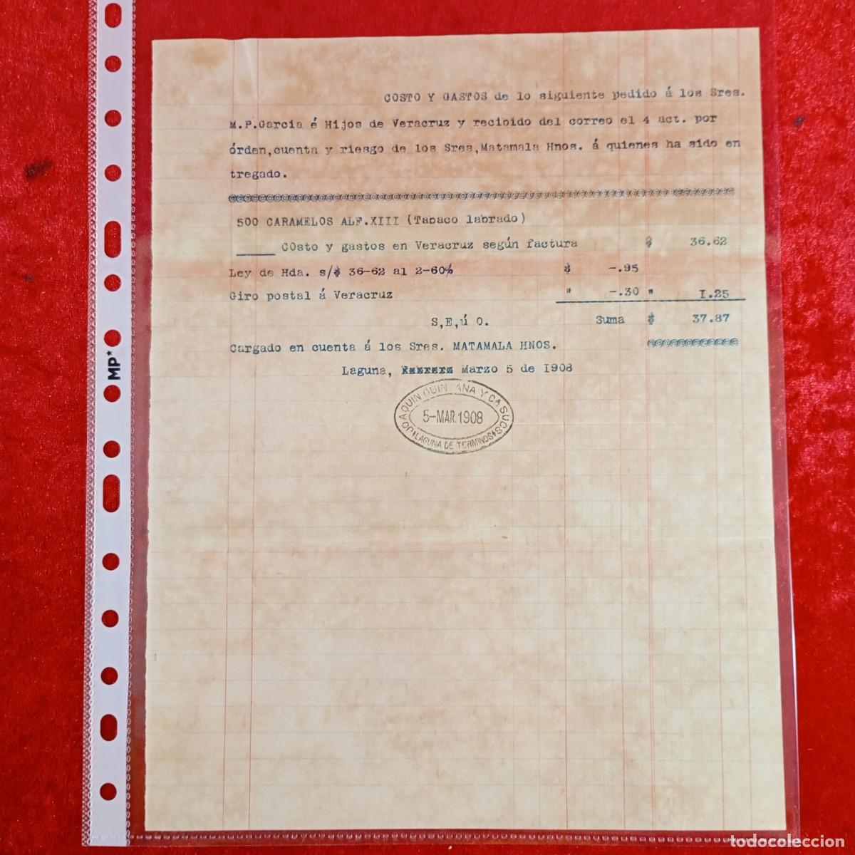 Facturas antiguas: FACTURA COMERCIAL - JOAQUIN QUINTANA - HERMANOS MATAMALA - 1908 - EXPORTADORES - VILASAR / 3374