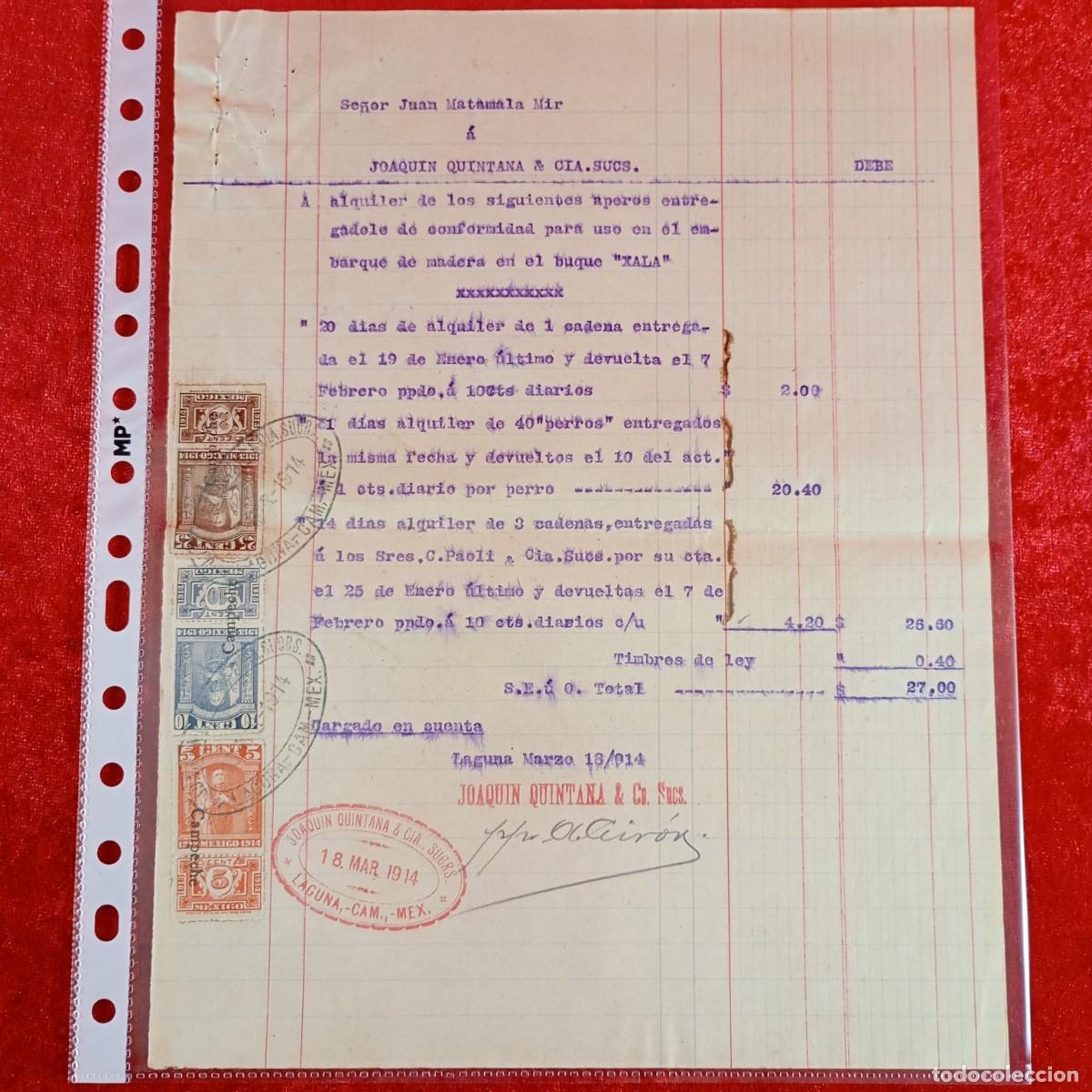 Facturas antiguas: FACTURA COMERCIAL- JUAN MATAMALA MIR - JOAQUIN QUINTANA - 1914 - HNOS. MATAMALA - EXPORTACION / 3444