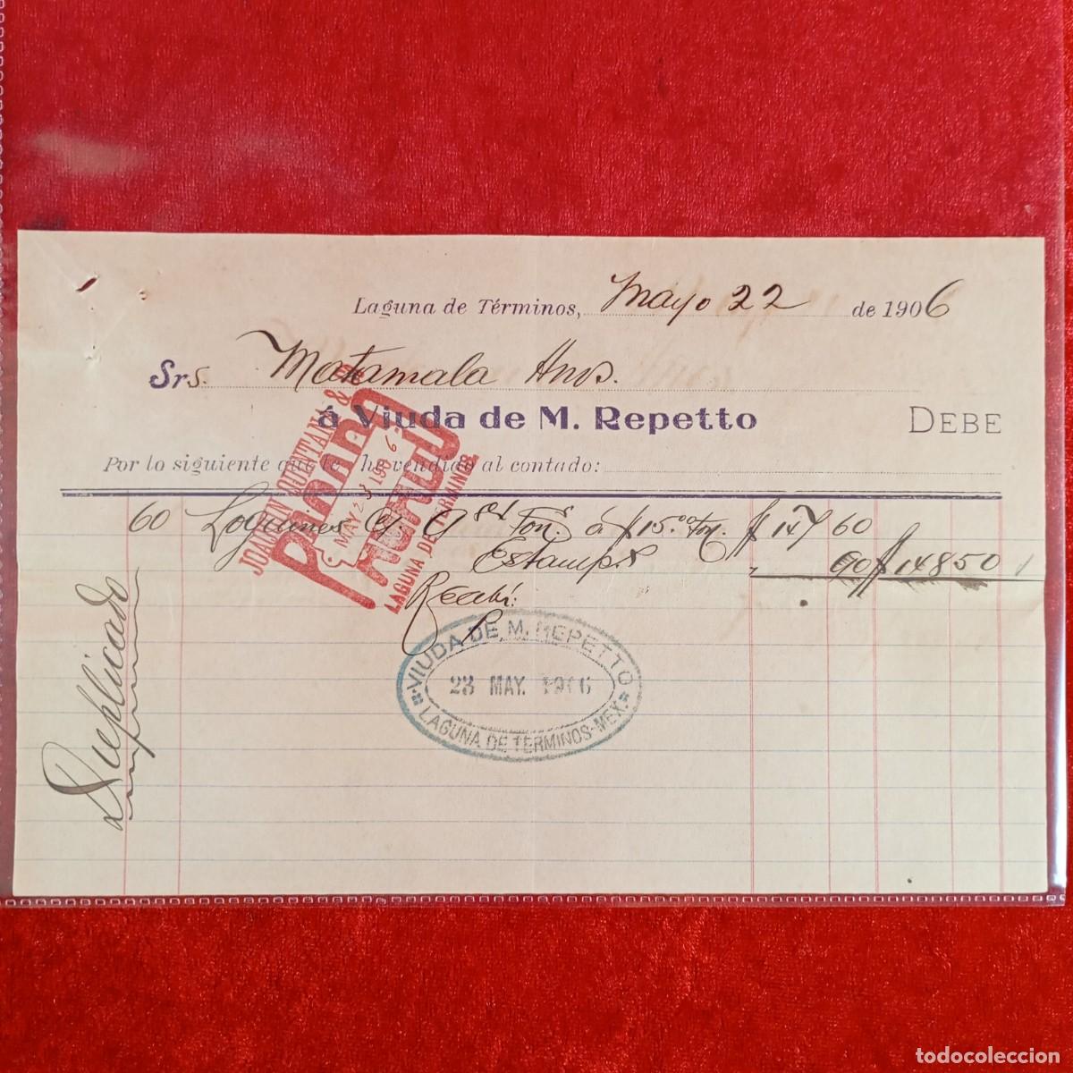 Facturas antiguas: FACTURA COMERCIAL - HERMANOS MATAMALA - VIUDA DE M. REPETTO - 1906 - EXPORTACION - VILASAR / 3468