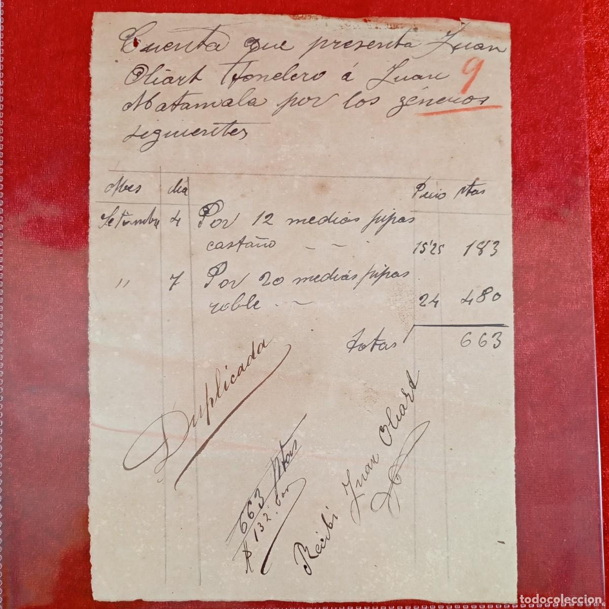 Facturas antiguas: FACTURA COMERCIAL - JUAN OLIARD, TONERLERO - JUAN MATAMALA - HERMANOS MATAMALA - EXPORTADORES / 3492