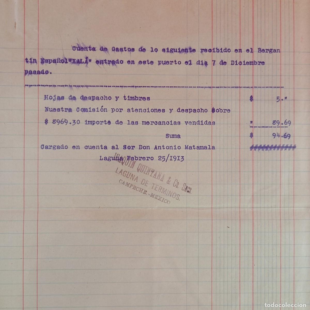 Facturas antiguas: FACTURA COMERCIAL - BERGANTIN ESPA&Ntilde;OL XALA - 1913 - HERMANOS MATAMALA - EXPORTACION - VILASAR / 3539