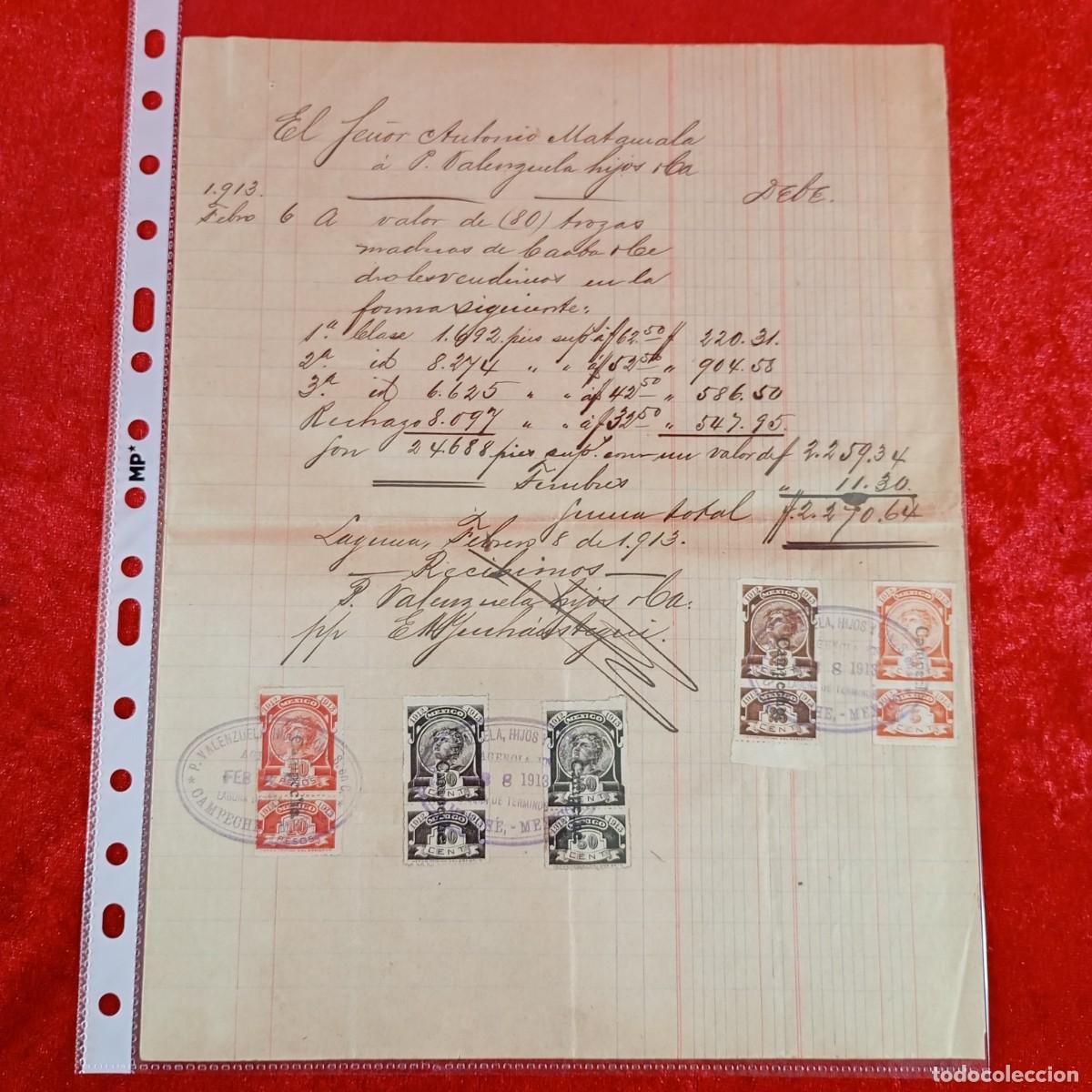Facturas antiguas: FACTURA COMERCIAL - P. VALENZUELA HIJOS - 1913 - HERMANOS MATAMALA - EXPORTACION - VILASAR / 3543