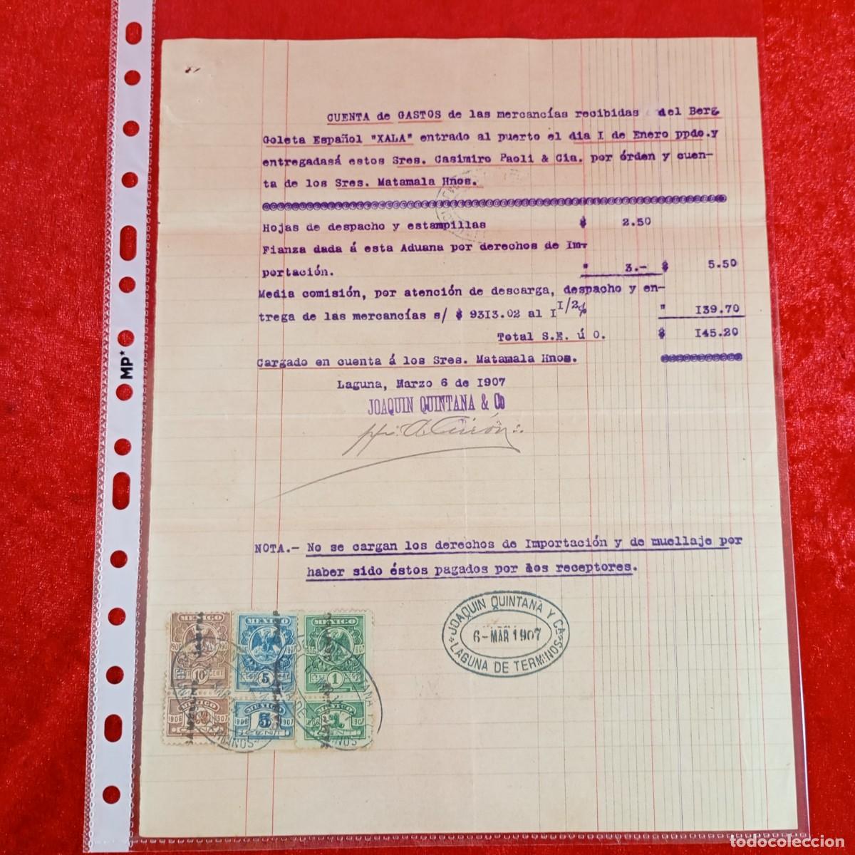 Facturas antiguas: FACTURA COMERCIAL - CASIMIRO PAOLI & CIA - 1907 - HERMANOS MATAMALA - EXPORTACION - VILASAR / 3550