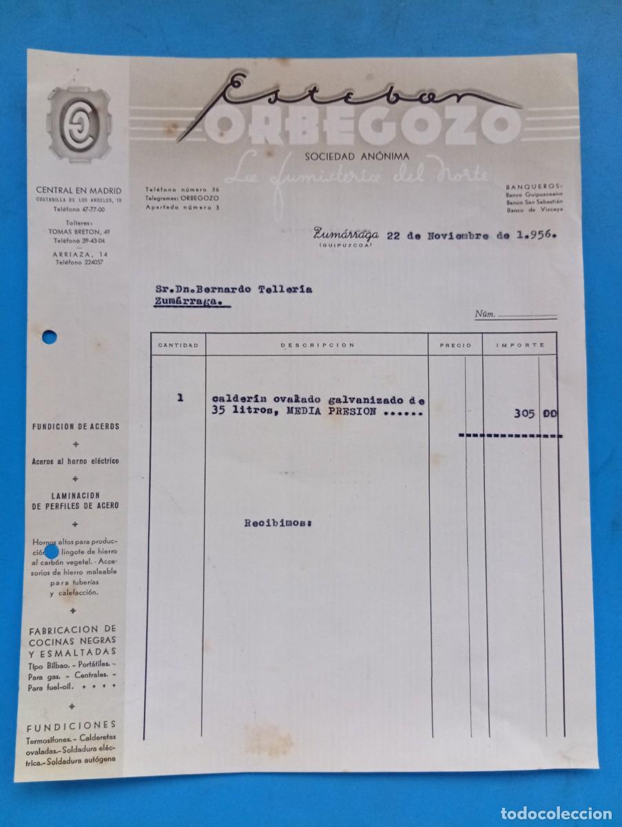 Facturas antiguas: FACTURA. ZUMARRAGA, GUIPUZCOA. 1956. LA FUMISTERIA DEL NORTE. ESTEBAN ORBEGOZO, S.A.