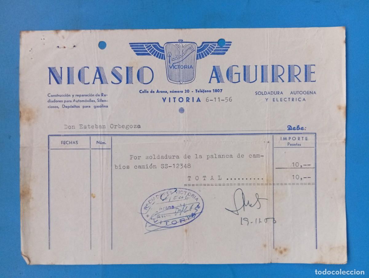 Facturas antiguas: FACTURA. VITORIA. 1956. NICASIO AGUIRRE. RADIADORES VICTORIA.