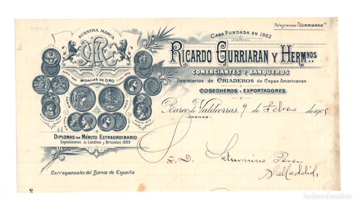 Facturas antiguas: ENCABEZADO. FACTURA RICARDO GURRIARAN Y HERMANOS.COMERCIANTES, BANQUEROS, COSECHEROS Y EXPORTADORES