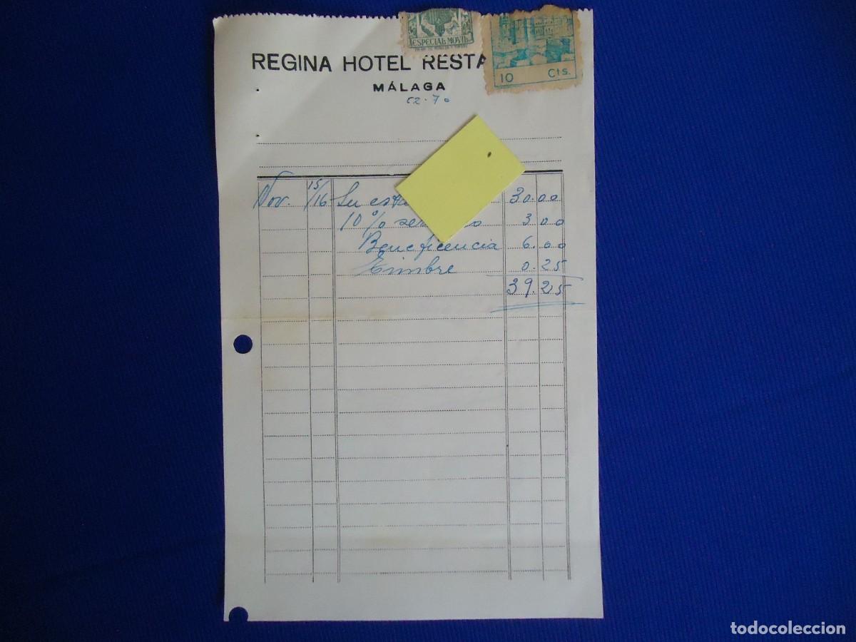 Facturas antiguas: factura 1939 hotel malaga andalucia sello fiscal combatientes guerra civil espa&ntilde;ola militar andaluz