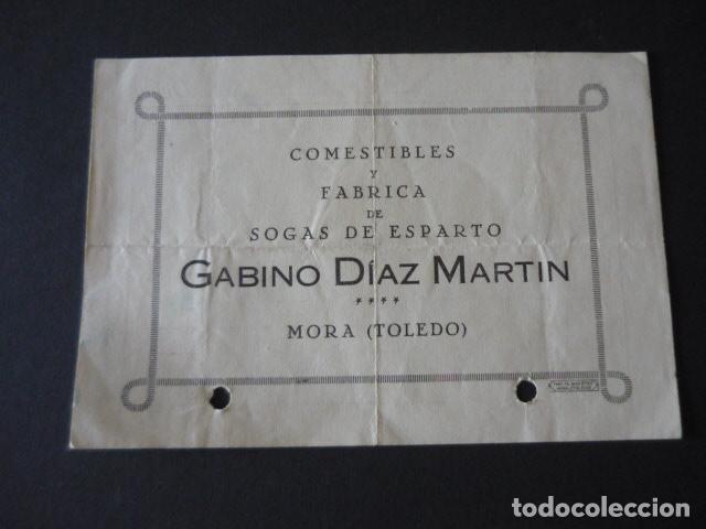 Facturas antiguas: MORA TOLEDO COMESTIBLES Y FABRICA DE SOGAS DE ESPARTO GABINO DIAZ FACTURA 1930