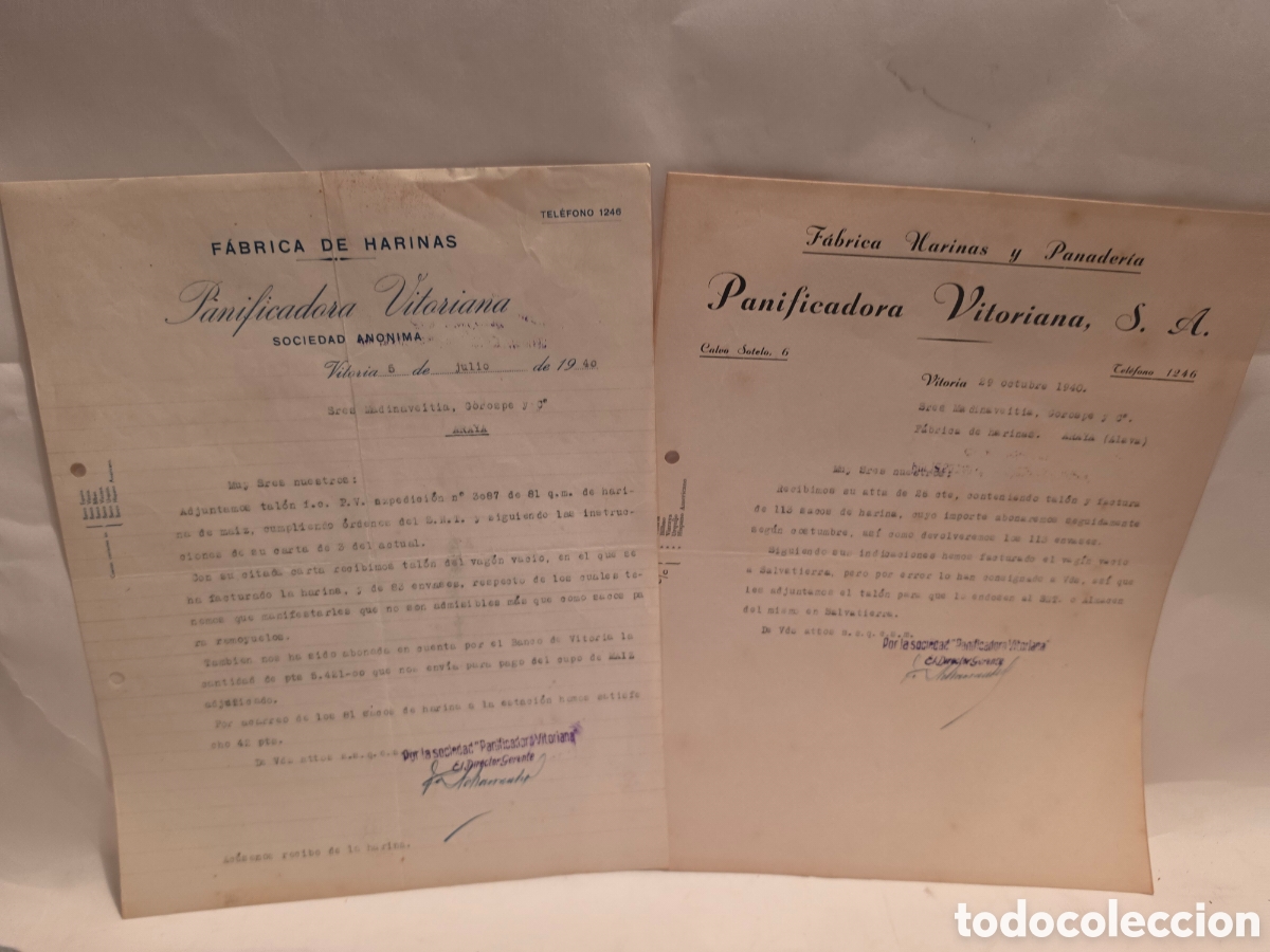 Facturas antiguas: PANIFICADORA VITORIANA. FABRICA DE HARINAS. VITORIA 1940. ANTIGUA FACTURA.
