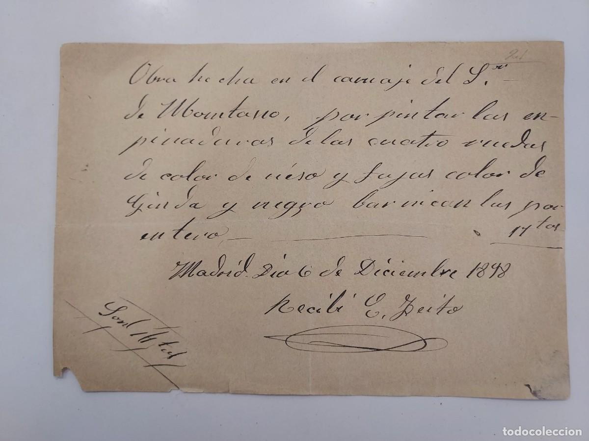 Facturas antiguas: A&ntilde;o 1898 Madrid recibo Jos&eacute; Feito a Hijos de Montano. Pintar carruaje