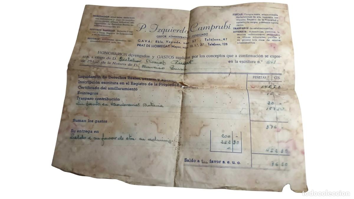 Facturas antiguas: FACTURA ANTIGUA GESTOR ADMINISTRATIVO &rdquo;P. IZQUIERDO CAMPRUB&Iacute;&rdquo; - GAV&Aacute; Y EL PRAT DE LLOBREGAT - A&Ntilde;OS 1
