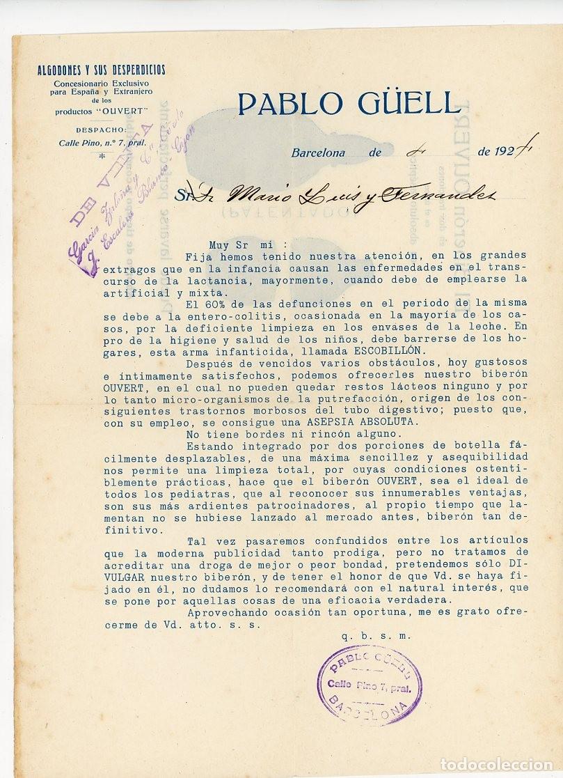 Facturas antiguas: EL BIBERON OUVERT. BARCELONA. 1924 - Foto 2