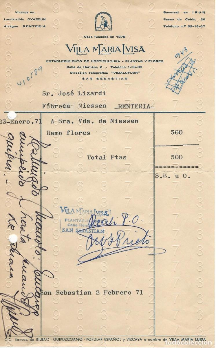 Facturas antiguas: RENTERIA NIESSEN OYARZUN VILA MARIA FACTURA ANTIGUA 1970 M36
