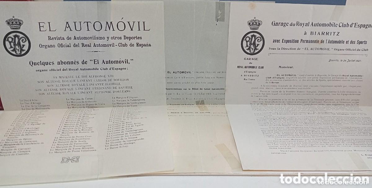 Facturas antiguas: EL AUTOM&Oacute;VIL - REAL AUTOM&Oacute;VIL CLUB DE ESPA&Ntilde;A. GARAGE &Agrave; BIARRITZ & SUSCRIPTORES & ARTICULOS REVISTA