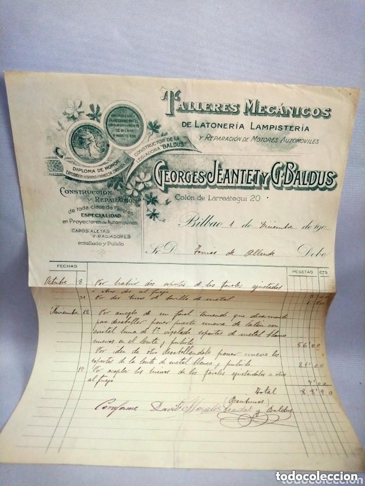 Facturas antiguas: Antigua factura comercial. Talleres Mec&aacute;nicos de Latoner&iacute;a Lampister&iacute;a. GEORGES JEANTET Y G.BALDUS