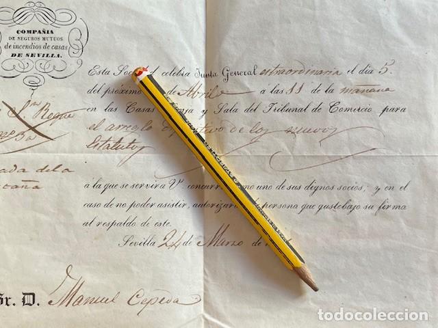Facturas antiguas: FACTURA, RECIBO DE LA COMPA&Ntilde;IA DE SEGUROS MUTUOS DE SEVILLA, MANUEL CEPEDA 1847