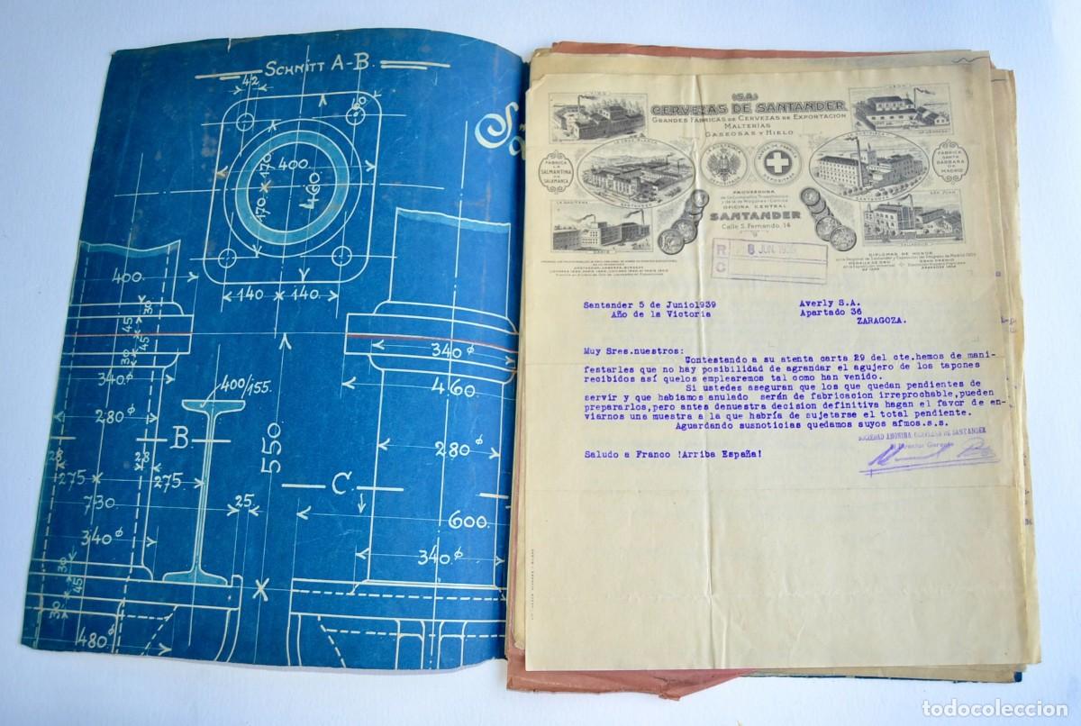 Facturas antiguas: Interesante documentaci&oacute;n. 10 Facturas Comerciales. Cervezas Santander S.A. (A&ntilde;os 1938-39).