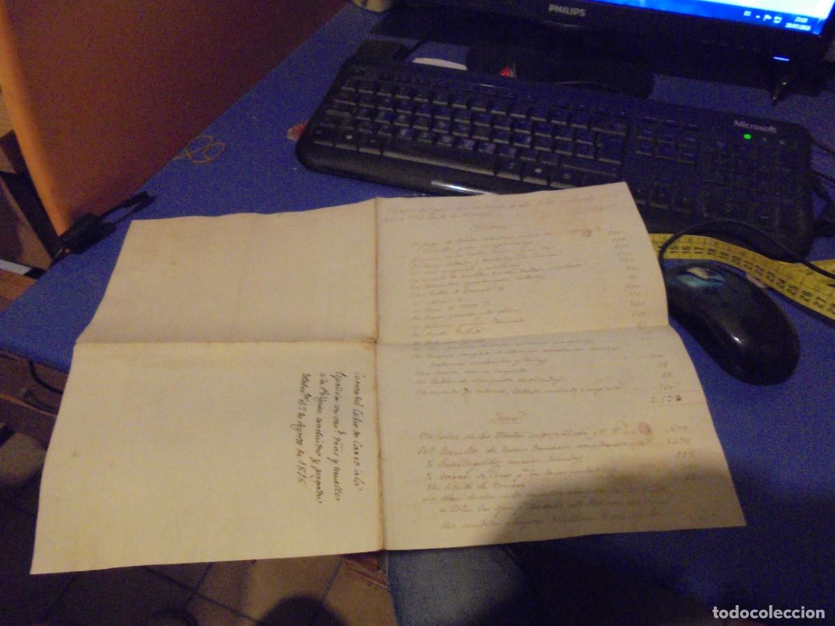 Facturas antiguas: manuscrito factura cuenta 1818 trabajos en el coche nuevo carro del Conde de Fuentes