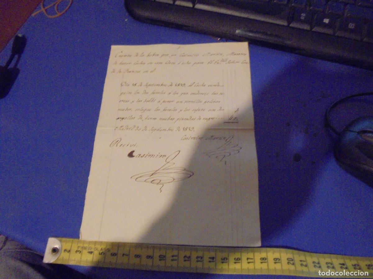 Facturas antiguas: factura manuscrita 1849 de casimiro martin maestro de coches en la corte al conde de fuentes