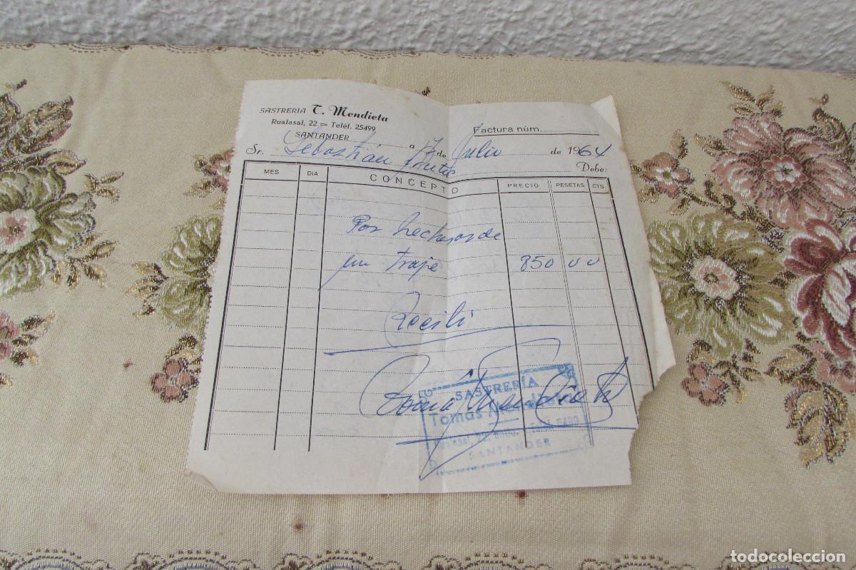 Facturas antiguas: FACTURA SASTRERIA TOMAS MENDIETA A&Ntilde;OS 60S SANTANDER