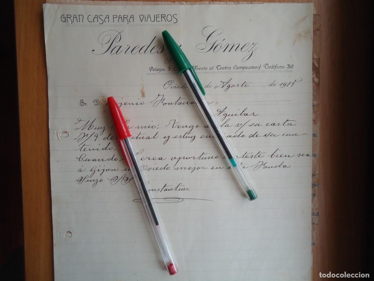 Facturas antiguas: hotel viajeros paredes gomez oviedo asturias 1918 asturiana telefono 30 ovetense teatro campoamor