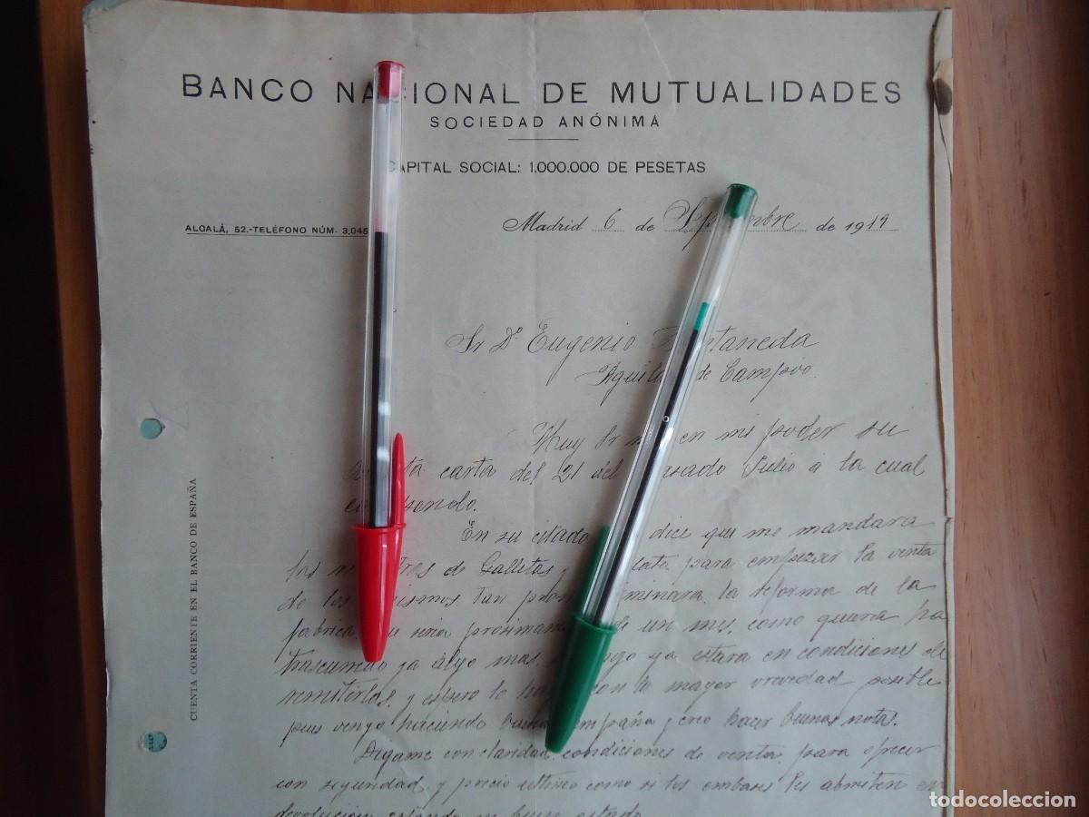 Facturas antiguas: factura banco nacional mutualidades madrid 1919 espa&ntilde;a bancario madrile&ntilde;o eugenio fontaneda