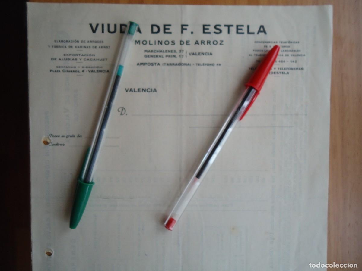 Facturas antiguas: factura molinos arroz viuda estela valencia alubias cacahuet levante ultramarinos coloniales harina