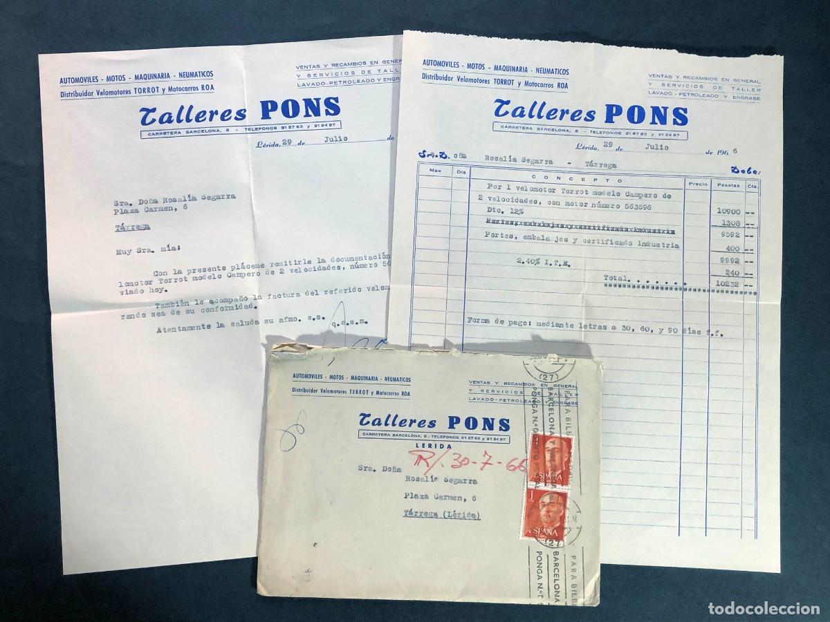Facturas antiguas: LLEIDA 1966 / TALLERES PONS / VENTA VELOMOTOR TERROT