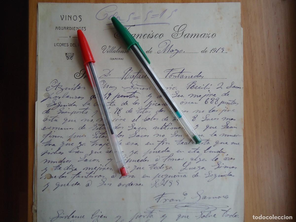 Facturas antiguas: gamazo villalonso toro zamora leon 1919 aguardiente vino licor alcohol garbanzo alubia zamorano